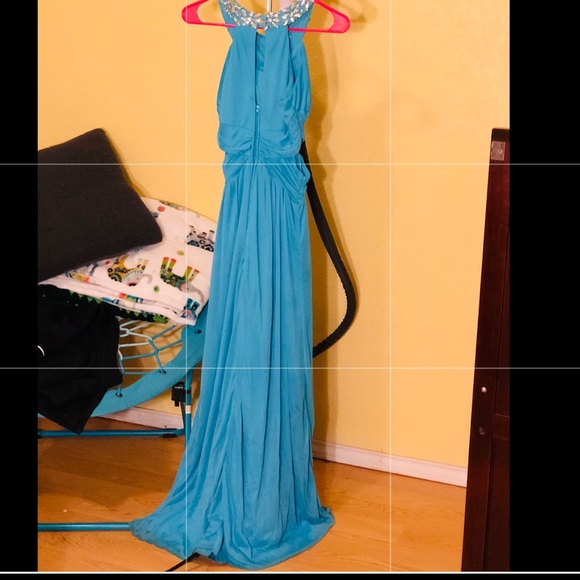 Long aqua prom dress - Picture 3 of 5